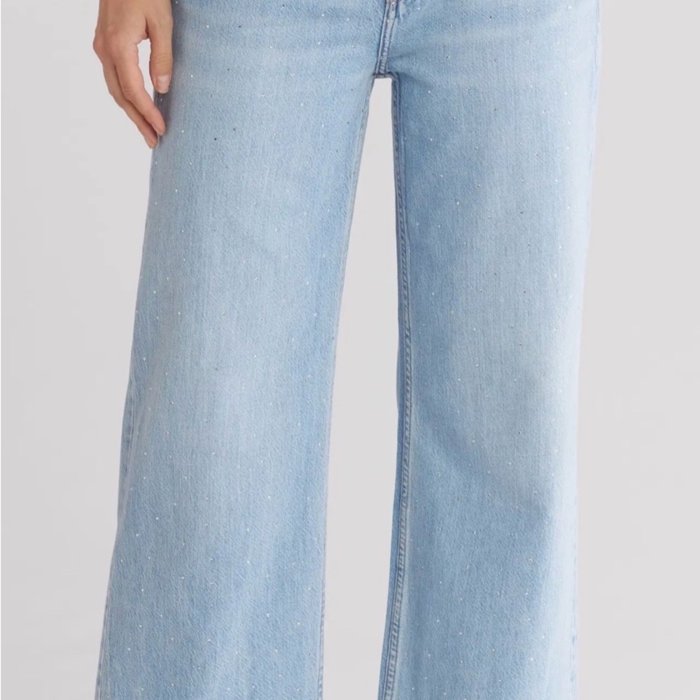 NWOT rag & bone Lori mid-rise wide leg rhinestone jeans